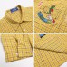 Fun Cartoon Embroidery Plaid Long Sleeve Shirt Unisex Street BF Loose Casual Blouse Trendy