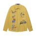 Fun Cartoon Embroidery Plaid Long Sleeve Shirt Unisex Street BF Loose Casual Blouse Trendy
