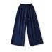 Drawstring elastic waistband loose fit wide leg straight leg pants long pants