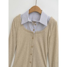 Slimming and slimming fake two-piece top shirt