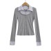 Slimming and slimming fake two-piece top shirt