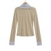 Slimming and slimming fake two-piece top shirt