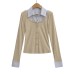 Slimming and slimming fake two-piece top shirt