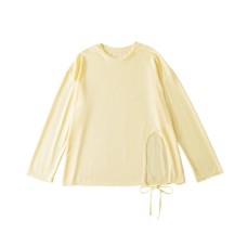 Irregular Hem Slit Loose Round Neck Top T-Shirt