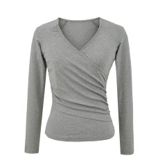 Cross V-neck long sleeved top T-shirt