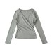 Cross V-neck long sleeved top T-shirt