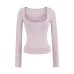 Lace patchwork small suspender long sleeved T-shirt