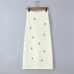 Elastic waisted knitted embroidered long skirt for women