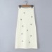 Elastic waisted knitted embroidered long skirt for women