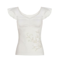 Simple floral print short top