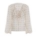 Ruffle V-neck polka dot chiffon top