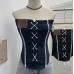 Cowboy pocket patchwork lace trimmed strapless tank top