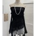 One shoulder pleated top for women