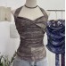 Hanging neck tie butterfly condensation back top