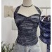 Hanging neck tie butterfly condensation back top