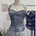 Hanging neck tie butterfly condensation back top
