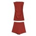 Side pleated slim fit strapless vest+high waisted straight shorts stylish spicy girl suit for women