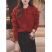 Ruffled Knit Cardigan Women's Design Sense Elegant Vintage Sweater Jacket