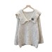College Style Peter Pan Collar Knitted Cardigan Women Soft and Flower Sweater Coat Trendy