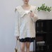College Style Peter Pan Collar Knitted Cardigan Women Soft and Flower Sweater Coat Trendy