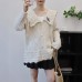 College Style Peter Pan Collar Knitted Cardigan Women Soft and Flower Sweater Coat Trendy