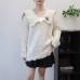 College Style Peter Pan Collar Knitted Cardigan Women Soft and Flower Sweater Coat Trendy