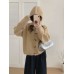 Retro Horn Button Knit Cardigan Women Loose Soft Sweater Coat with Hood