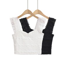 Lace trimmed small fly sleeves lace top