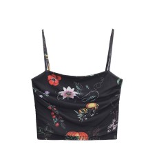 Butterfly printed mesh pleated sling