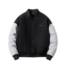 Vintage Baseball Jacket with Color Block for Men and Women - Thickened Cotton-Padded Student Outerwear Trendy Style