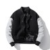Vintage Baseball Jacket with Color Block for Men and Women - Thickened Cotton-Padded Student Outerwear Trendy Style
