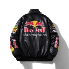 Heavy Embroidery PU Leather Jacket Motorcycle Riding Coat Men's Autumn Winter Leather Jacket Trendy