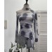 Irregular Design Long Sleeve Printed Hollow Tight Fitting Women's Top