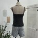 Deep V-neck slim fit sleeveless top with hem Deep V-neck slim fit sleeveless top with hem