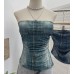 Denim Pattern Tie-Dye Printed Mesh Spaghetti Strap Top Denim Pattern Tie-Dye Printed Mesh Spaghetti Strap Top