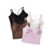 Women's low cut V-neck tank top with chest cushion
