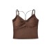 Women's low cut V-neck tank top with chest cushion