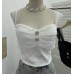 Wrinkled short sleeveless top