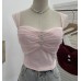 Wrinkled short sleeveless top
