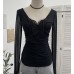 Lace butterfly V-neck top