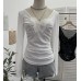 Lace butterfly V-neck top