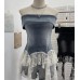 Irregular strapless top for women