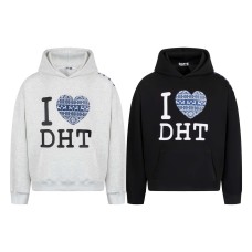 High Street  Style Heart Letter Print Hooded Sweatshirt Unisex Loose Casual Versatile Hoodie