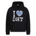 High Street  Style Heart Letter Print Hooded Sweatshirt Unisex Loose Casual Versatile Hoodie
