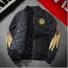 Style Men's Jacket with Golden Wings Embroidery Harajuku MA-1 Flight Jacket Trendy Brand Couple Baseball Jacket for Women