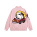 Street Style Cartoon Cat Letter Embroidery Jacket Unisex Loose Casual Leather Jacket