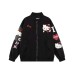 Street Style Cartoon Cat Letter Embroidery Jacket Unisex Loose Casual Leather Jacket