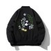 Style Panda Embroidery Baseball Jacket Men Pilot Jacket Versatile Couple Outerwear Women Black