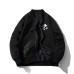 Style Panda Embroidery Baseball Jacket Men Pilot Jacket Versatile Couple Outerwear Women Black