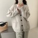 Retro Knitted Cardigan Women's Version Loose Slim Cuffed Sleeve Applique Pocket Soft Sweater Jacket